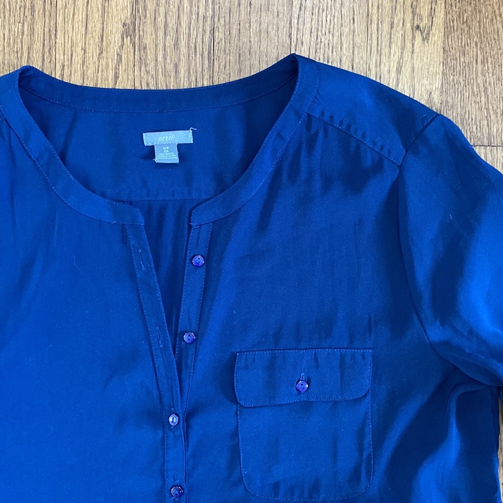 Aerie Cobalt blue blouse, 3/4 sleeve - Picture 2 of 3